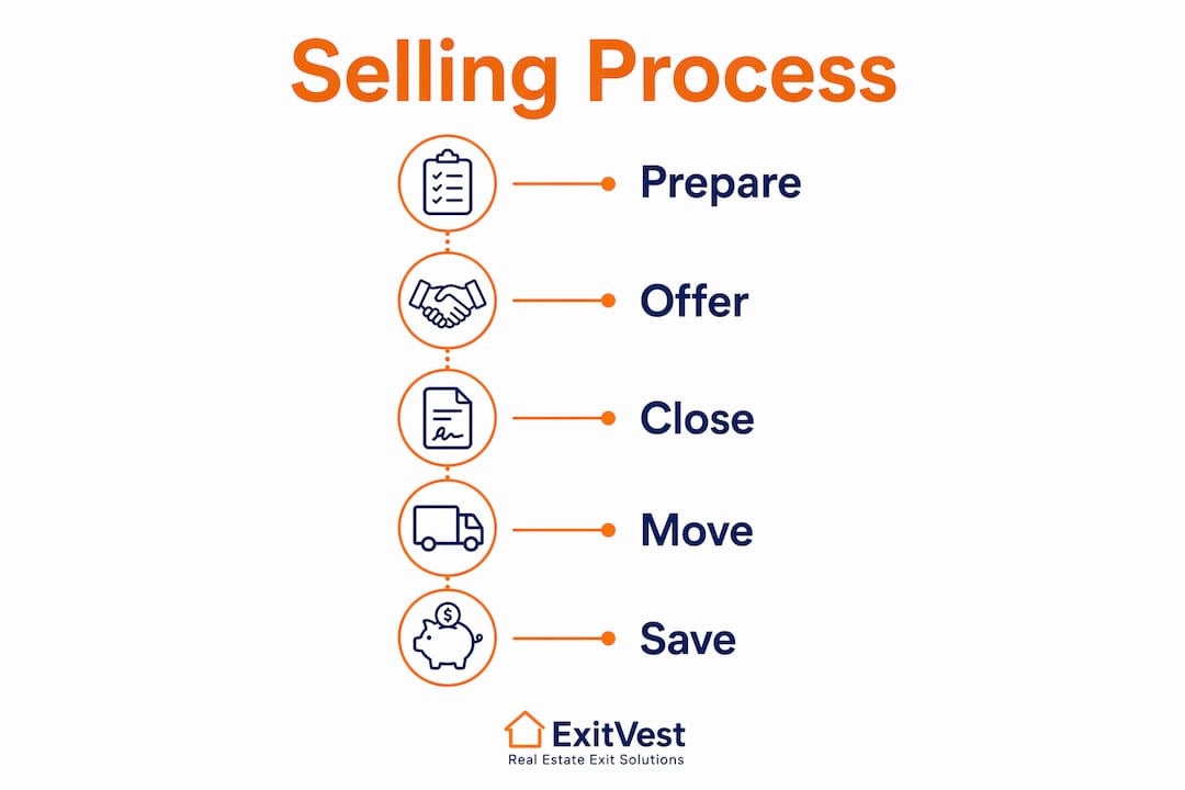 Infographic illustrating selling process steps