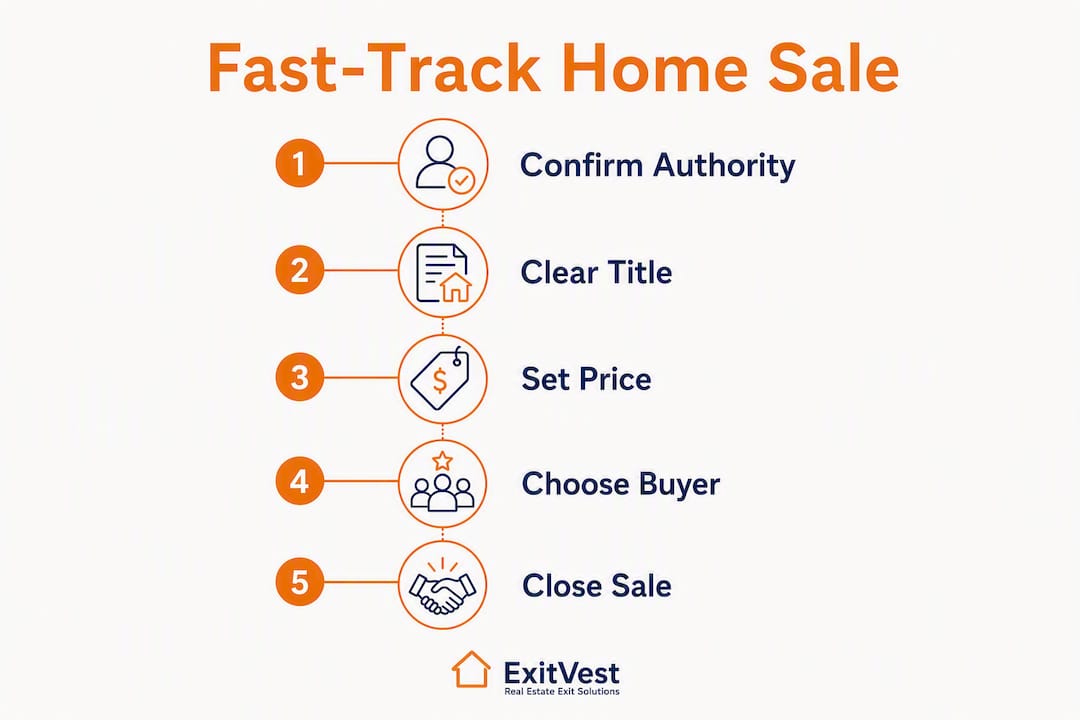 Infographic illustrating fast-track inherited home sale steps