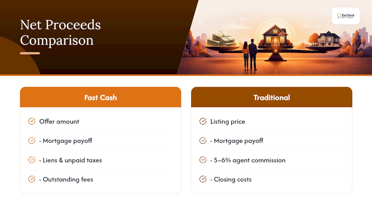 Diagram of net proceeds calculation for cash sales