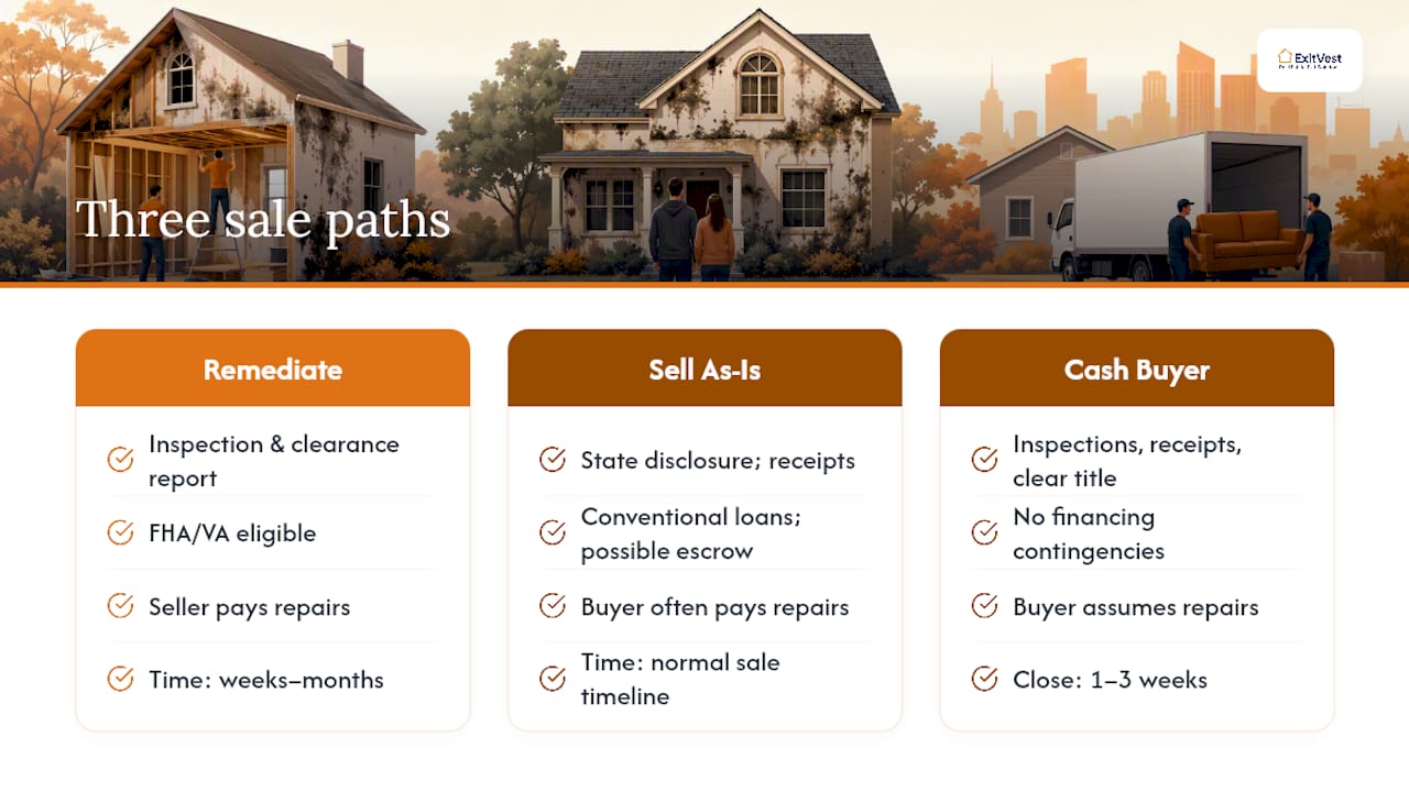Comparison of three mold home sale paths