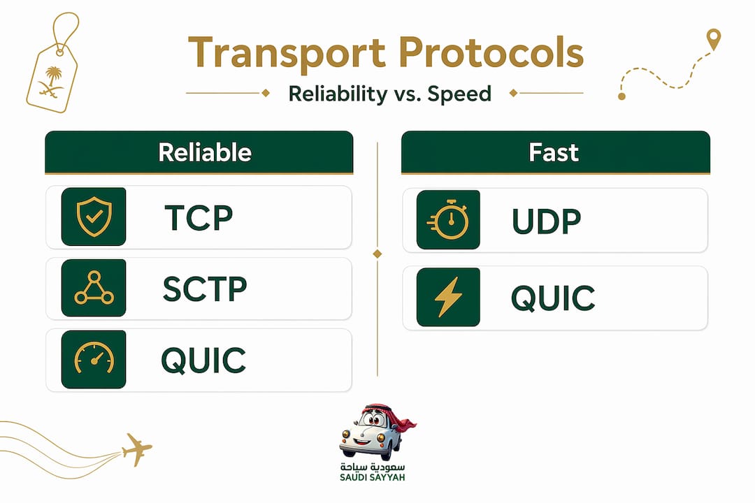 Infographic comparing reliable and fast transport protocols