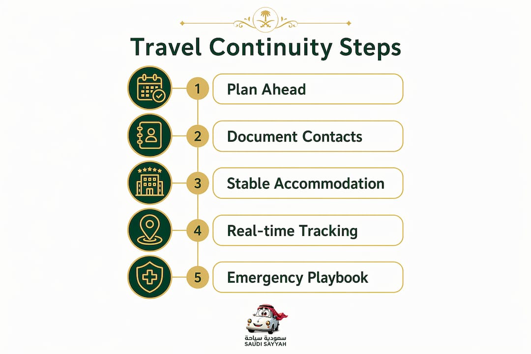 Infographic showing key steps for ensuring travel continuity
