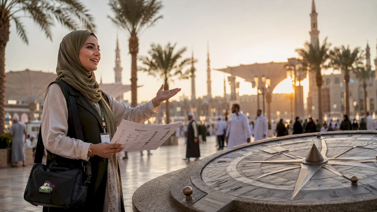 Tourist guide explaining itinerary outdoors
