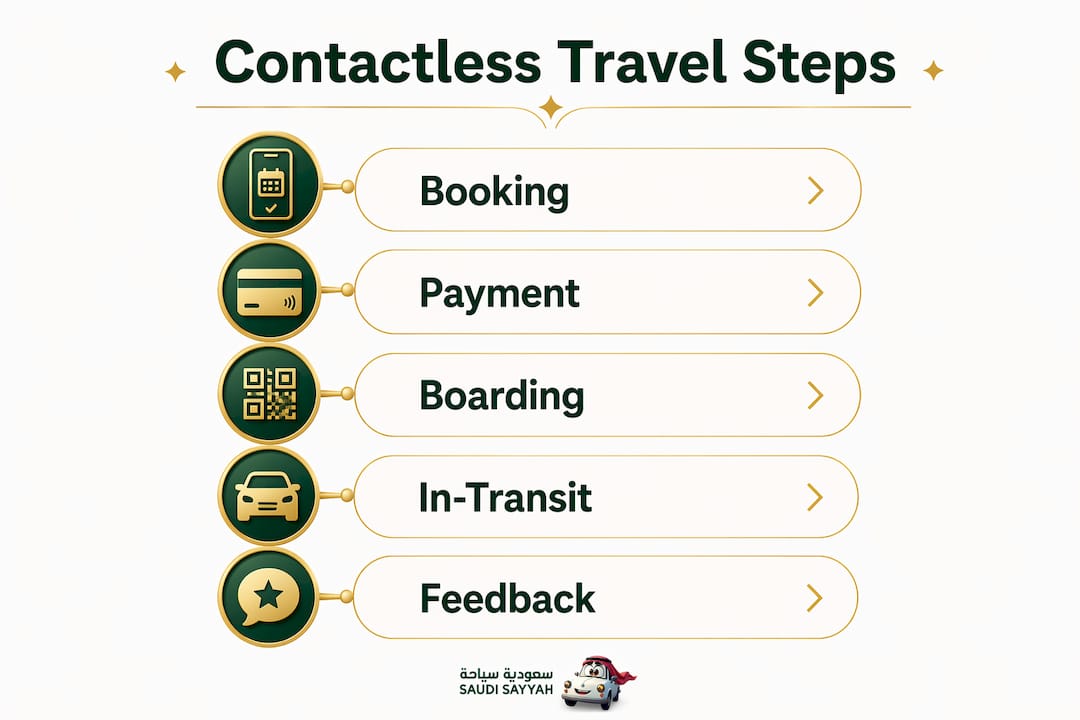 Infographic outlining contactless travel journey steps