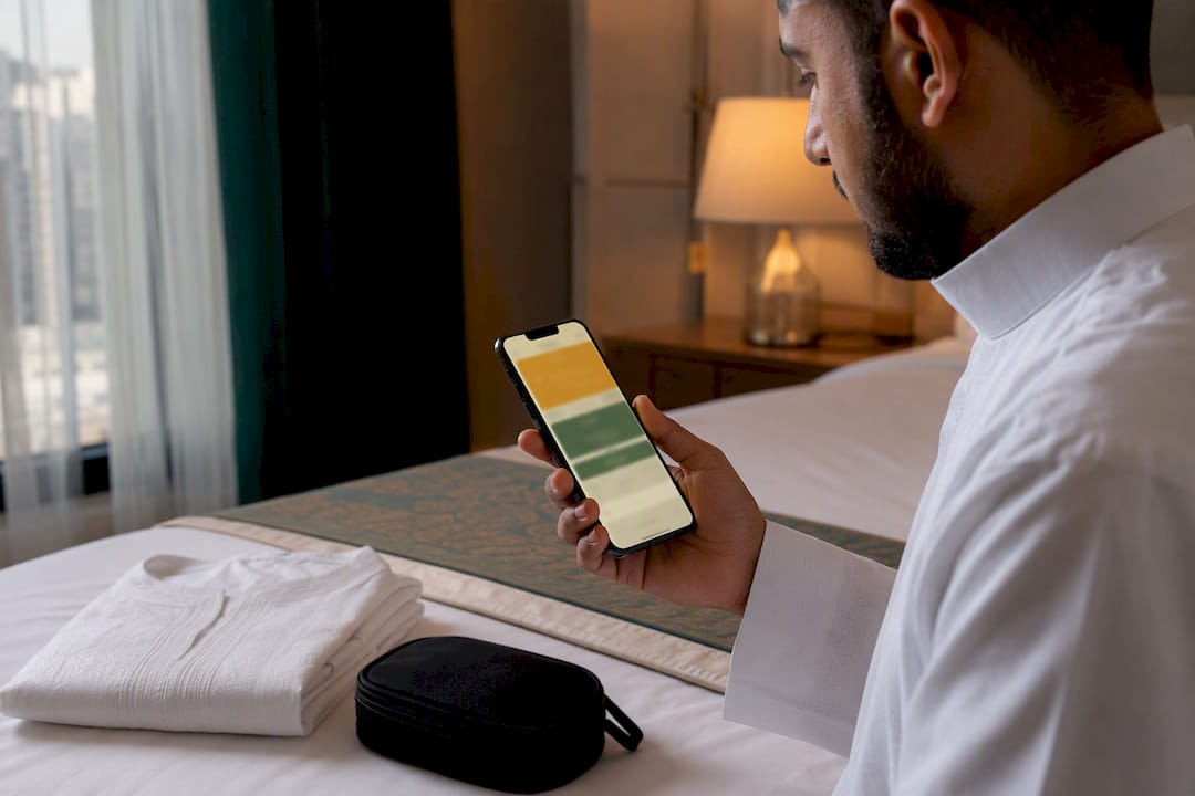 Pilgrim reviewing ride-hailing fare