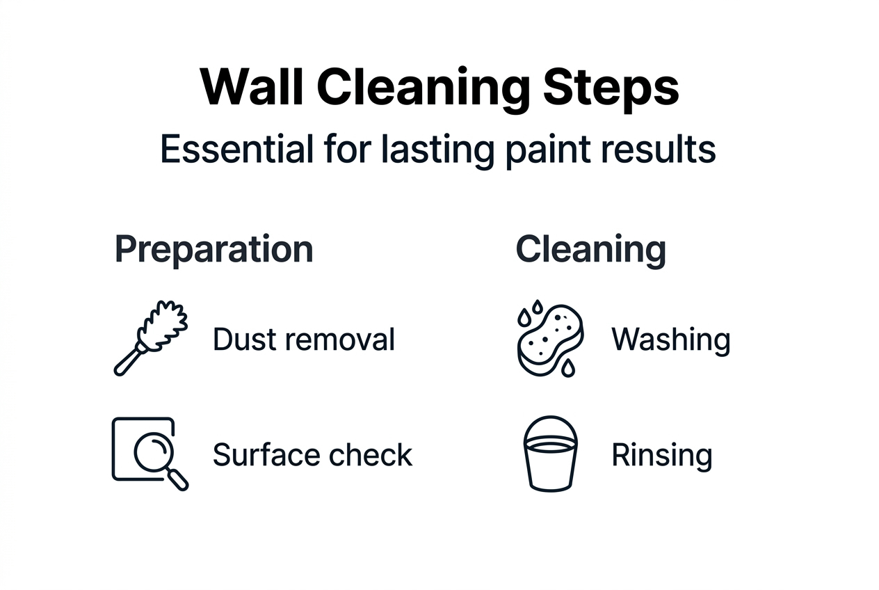 Infographic outlining wall cleaning steps before painting
