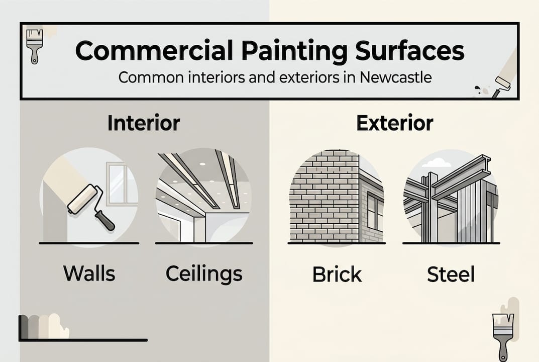 Infographic showing painting surface types
