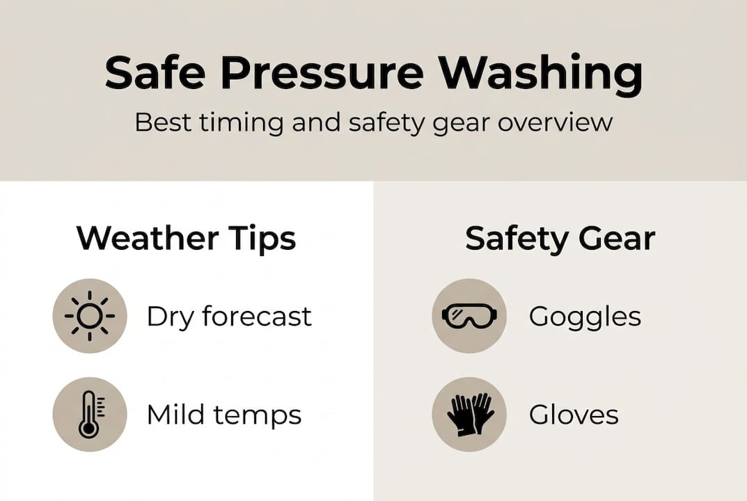 Infographic showing pressure washing safety and timing