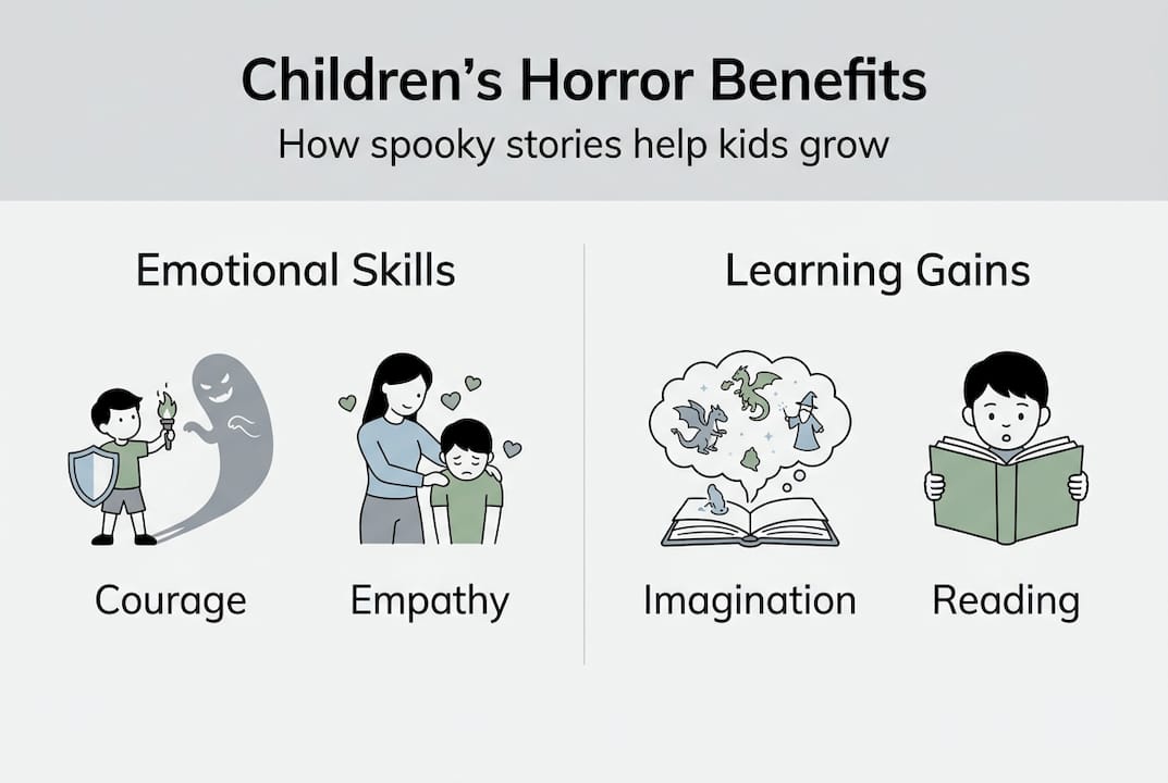 Infographic showing classic horror benefits for children