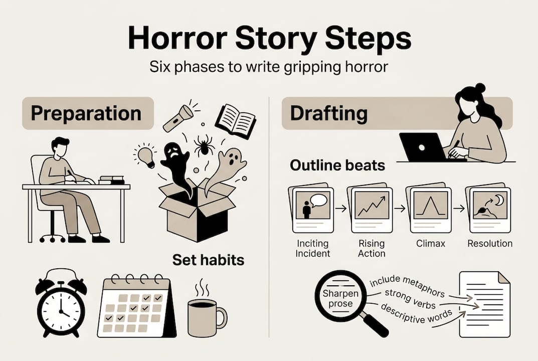 Infographic of horror story writing steps