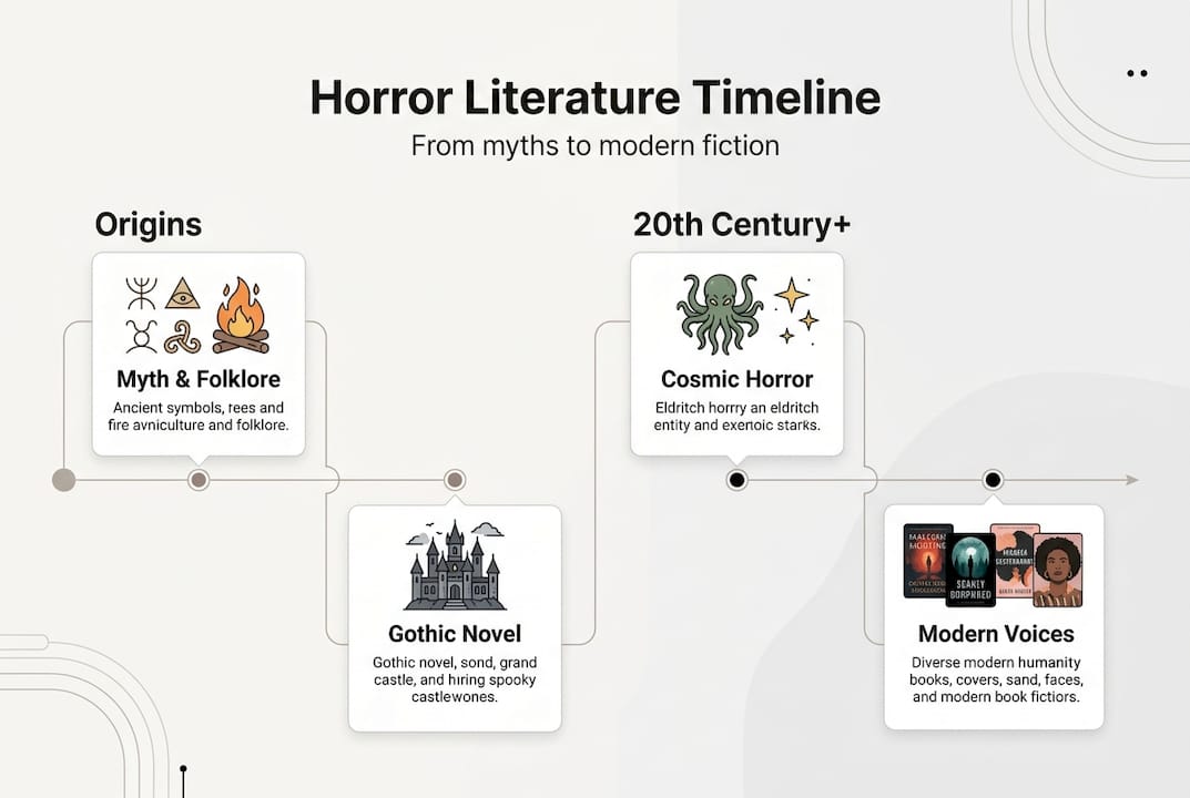Infographic showing history of horror literature timeline