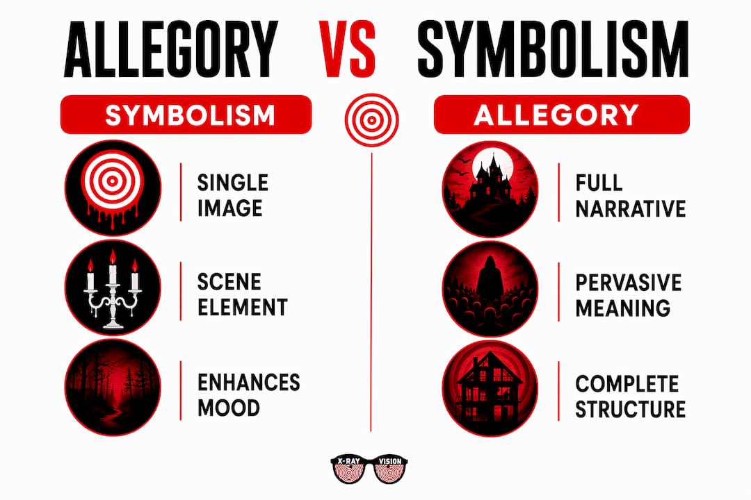 Comparison infographic of allegory and symbolism