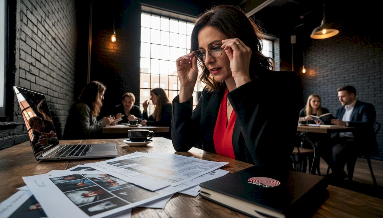 Film producer reviewing horror-coated drama materials