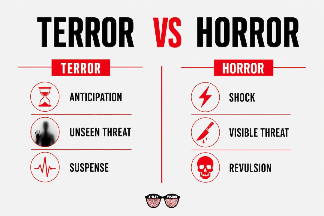 Infographic comparing terror and horror