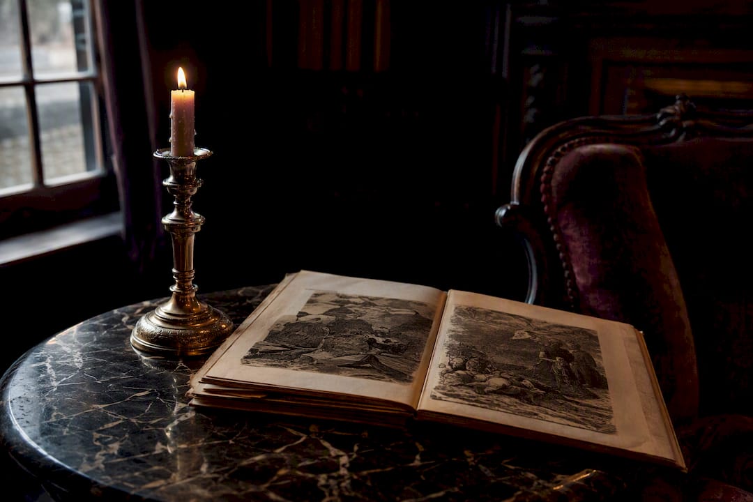 Vintage horror magazine on wooden table