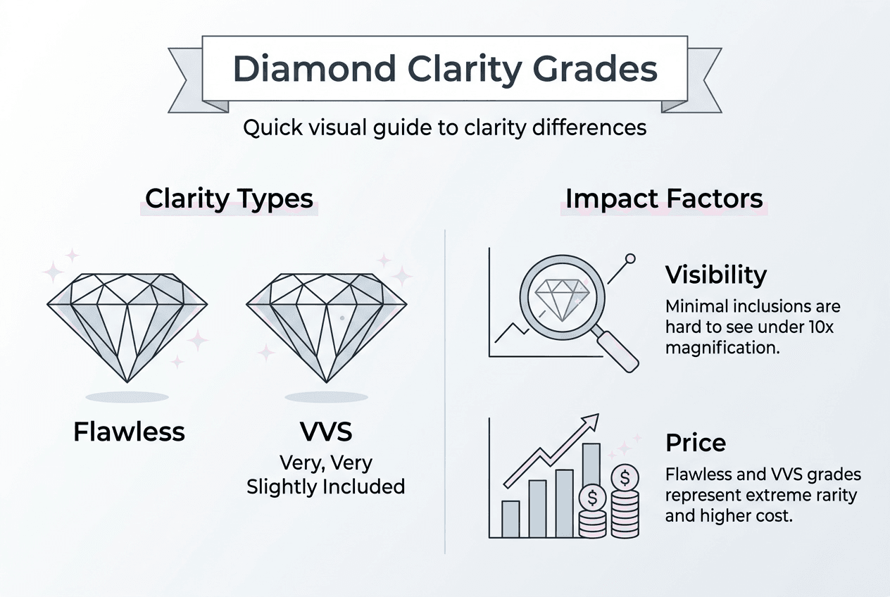 Infographic detailing diamond clarity grades overview