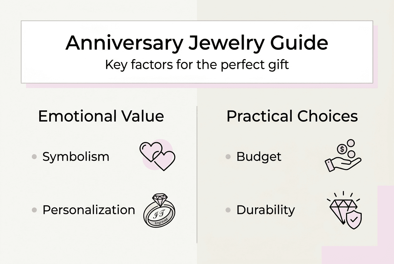 Infographic of anniversary jewelry selection tips