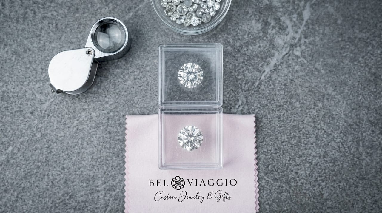 Side-by-side comparison of lab and natural diamonds