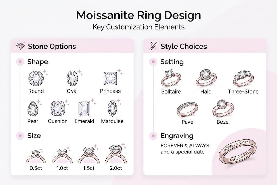 Infographic with ring design customization options