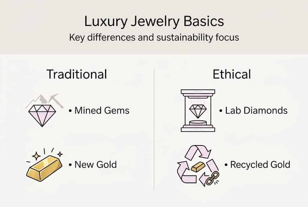 Infographic contrasting traditional and ethical jewelry