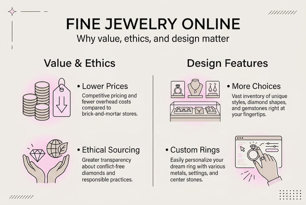 Infographic shows fine jewelry online value and ethics