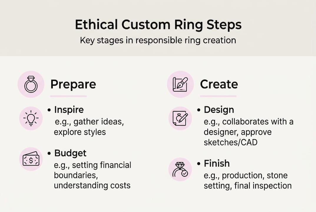 Infographic showing ethical custom ring steps