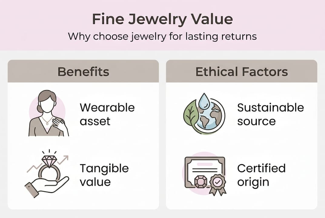 Infographic summarizing fine jewelry investment advantages