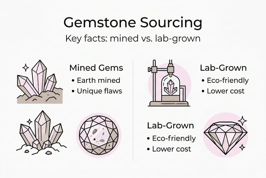 Infographic comparing mined and lab-grown gemstones