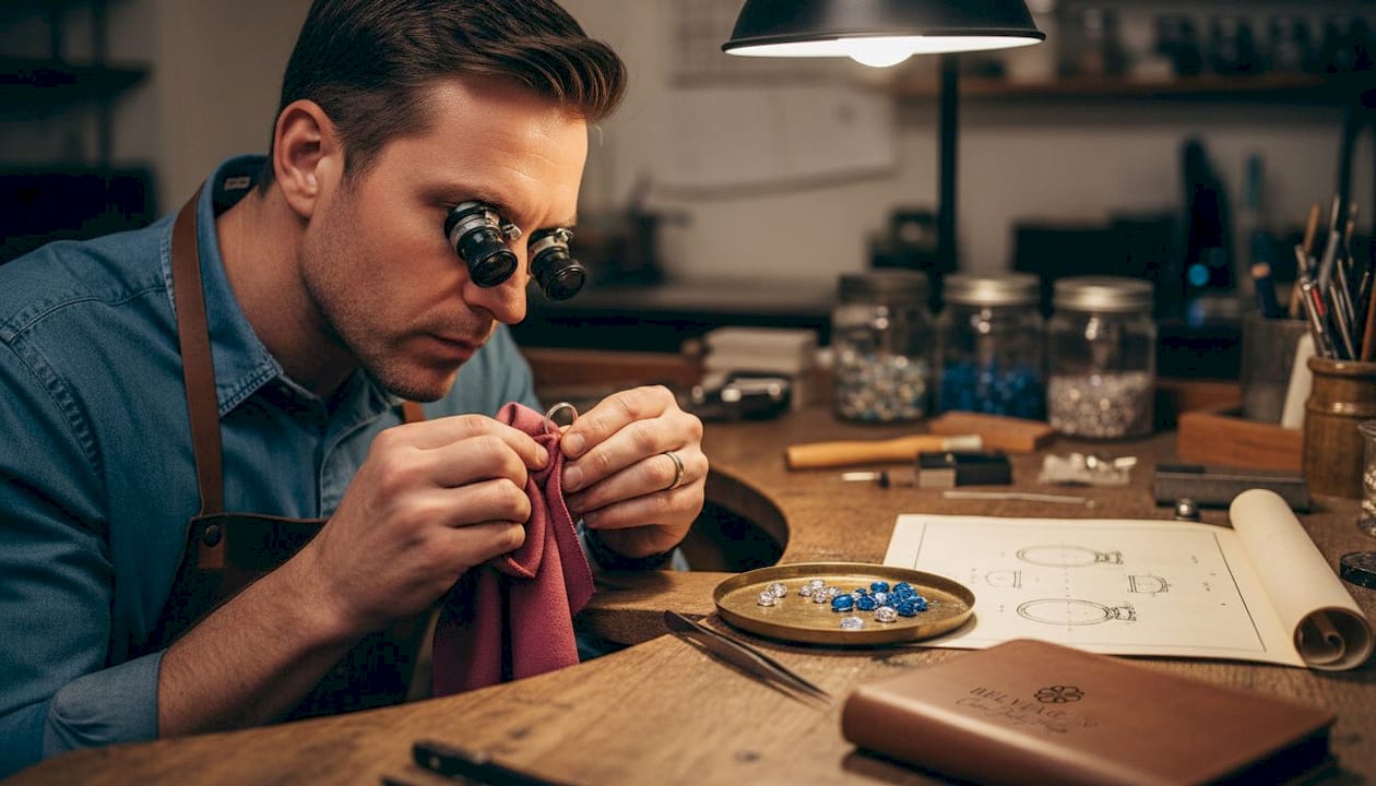 Craftsman polishing fine jewelry details
