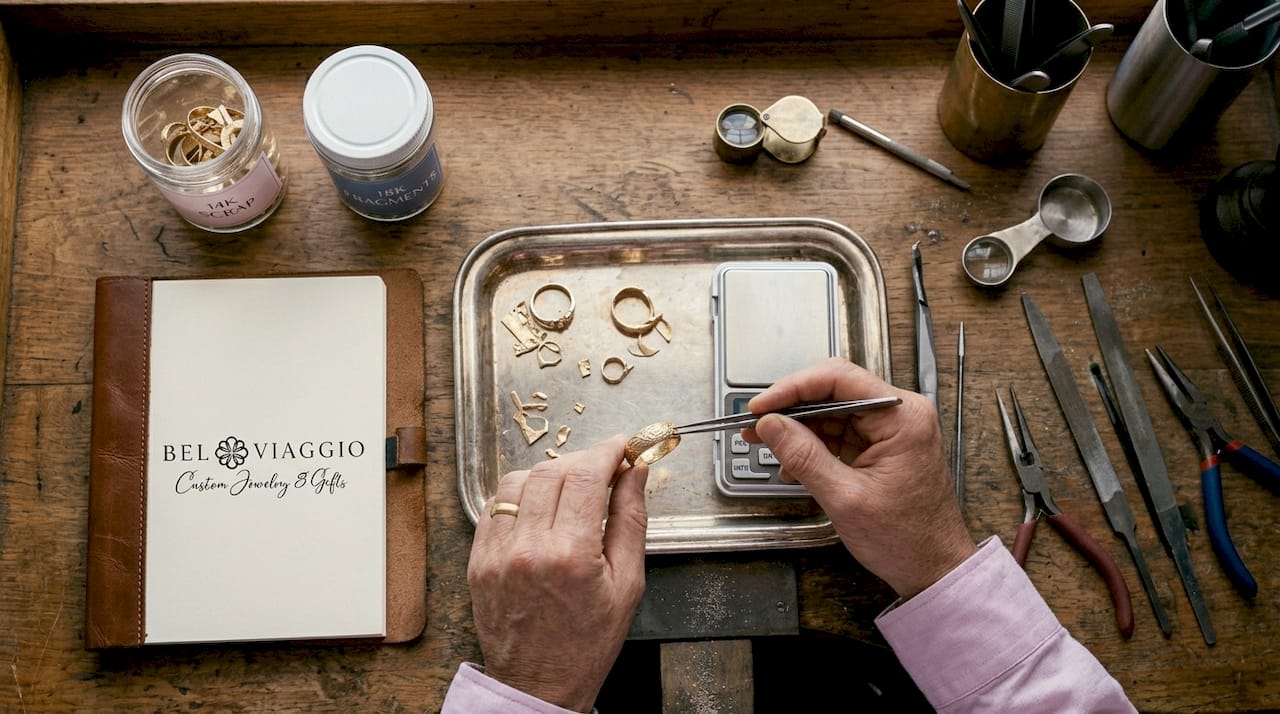 Jeweler handling heirloom gold and rings