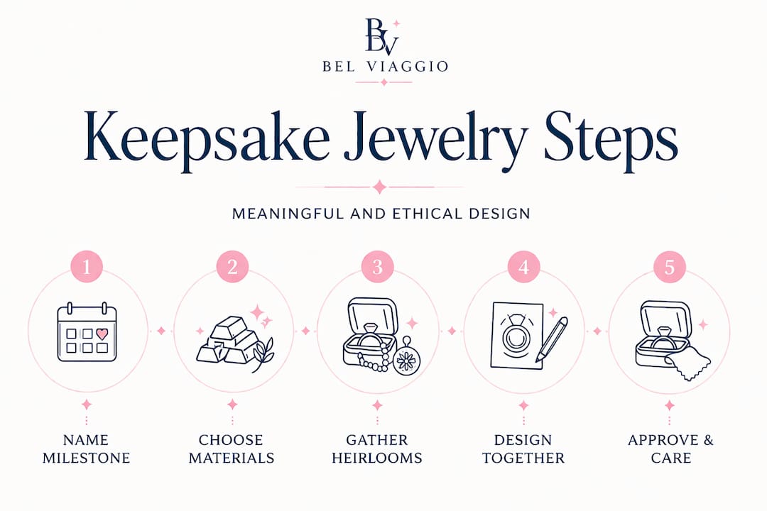 Infographic of keepsake jewelry design steps
