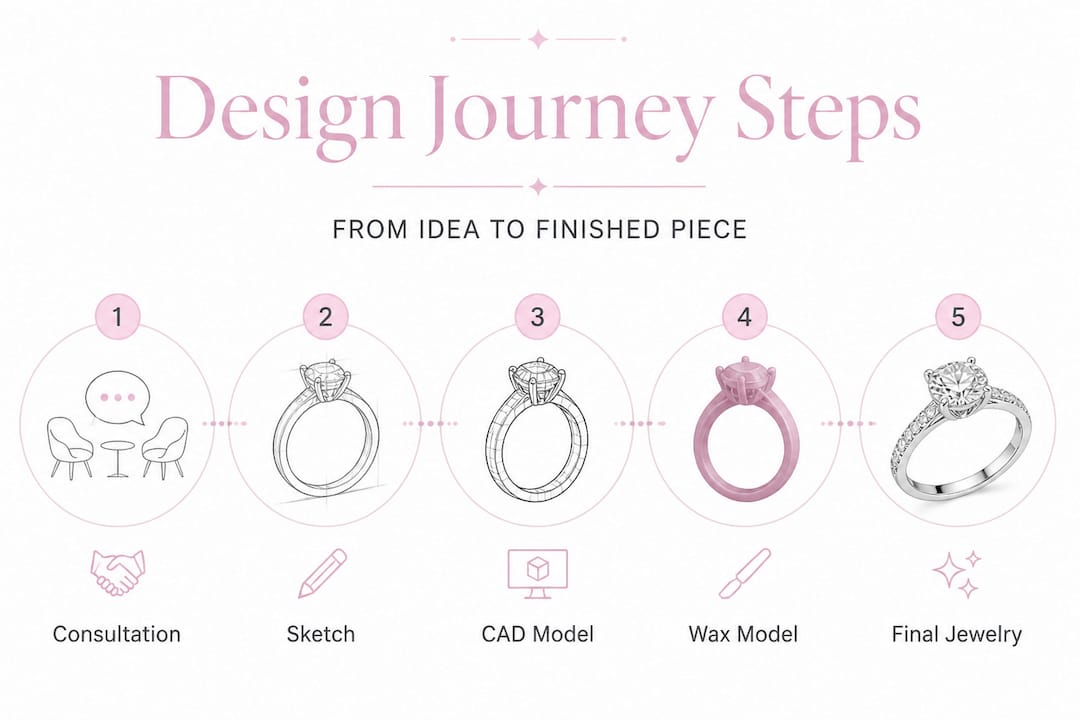 Infographic custom jewelry design process steps