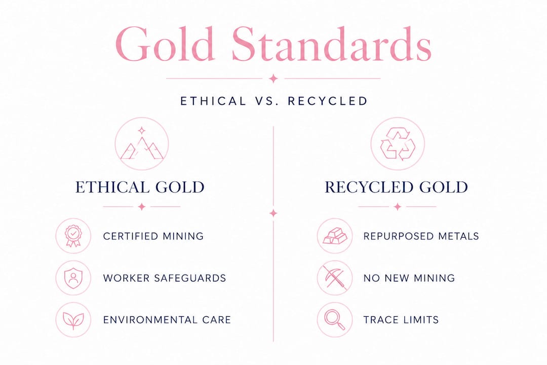 Infographic contrasting ethical and recycled gold