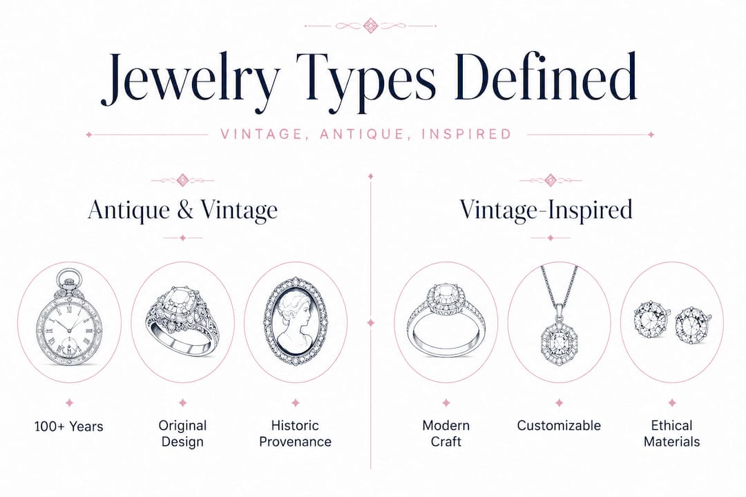 Comparison of vintage and vintage-inspired jewelry