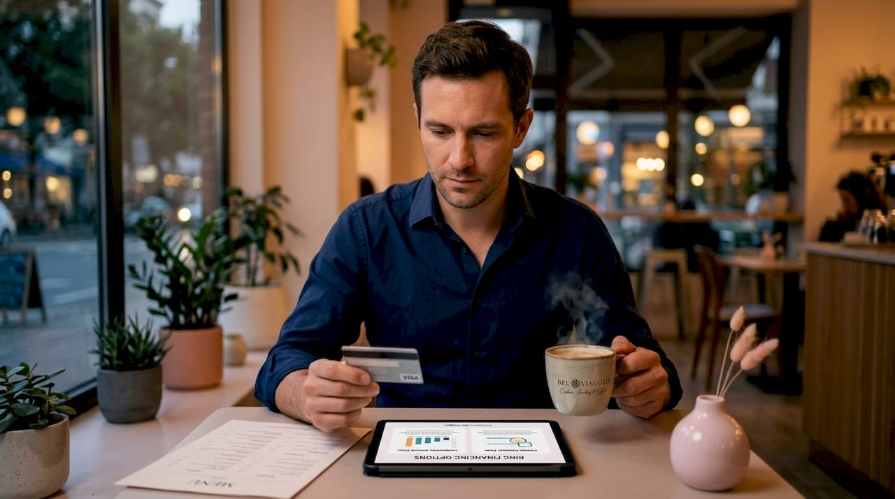 Man researching ring financing online