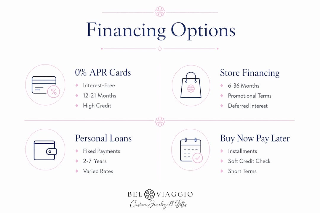Infographic comparing diamond ring financing methods