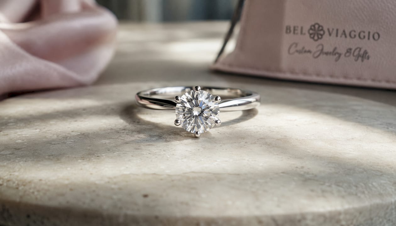 Close-up of solitaire diamond ring