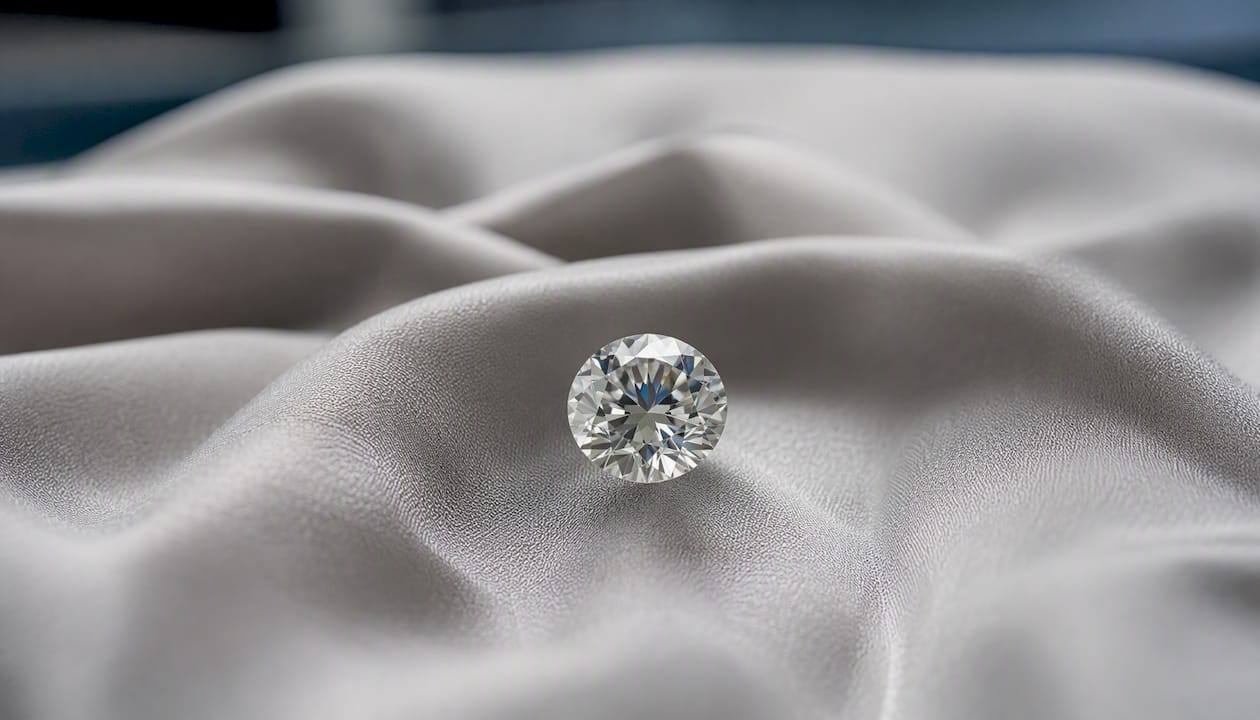 Close-up macro of graded diamond showing cut and clarity