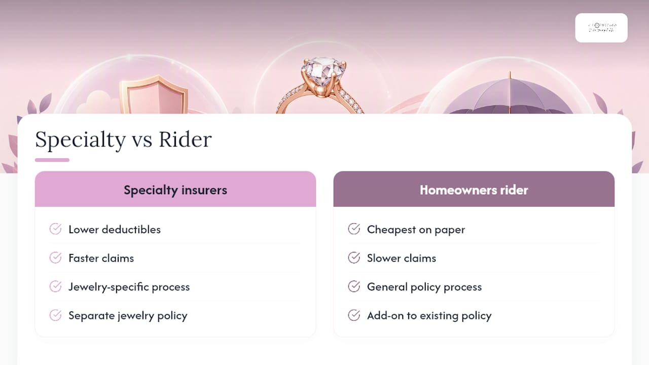 Specialty insurer versus homeowners rider comparison