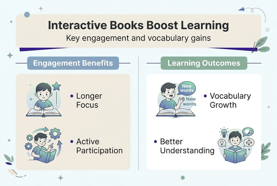 Infographic of interactive book engagement benefits