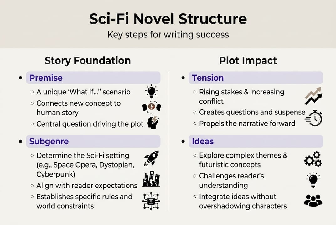 Infographic showing sci-fi novel structure