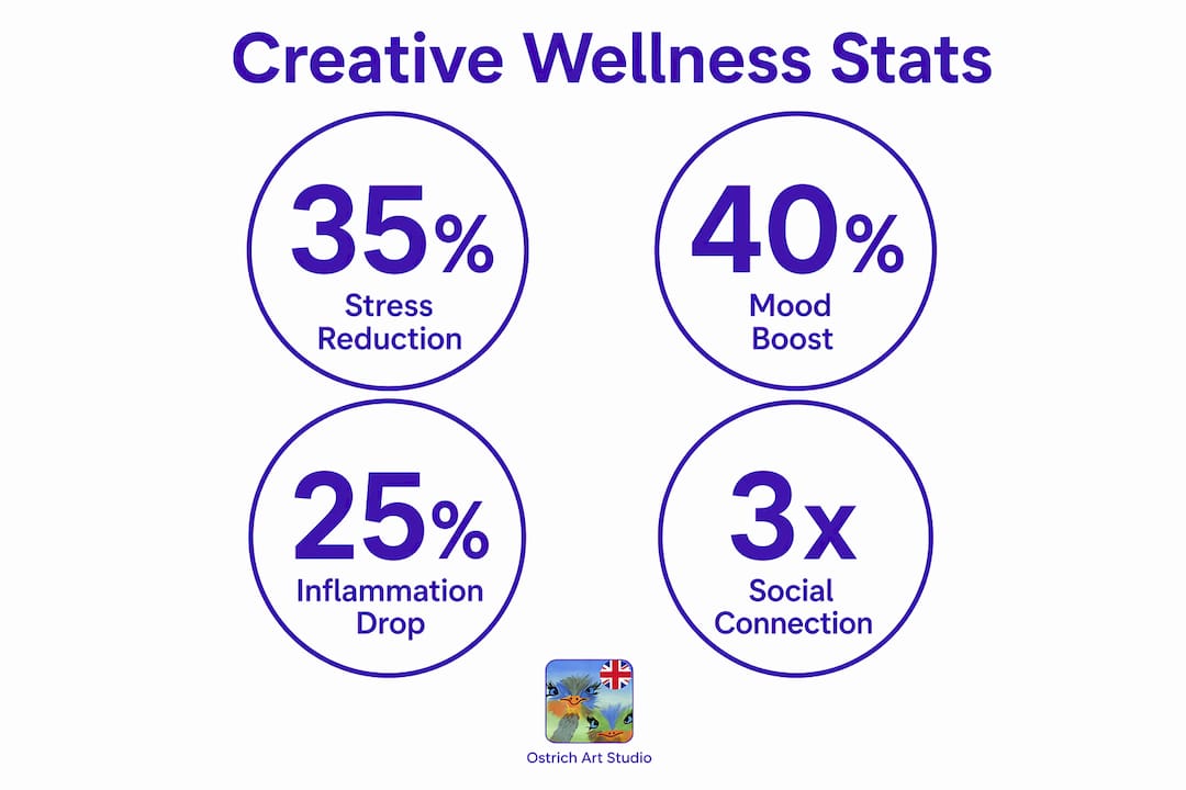 Infographic showing statistics on creativity benefits