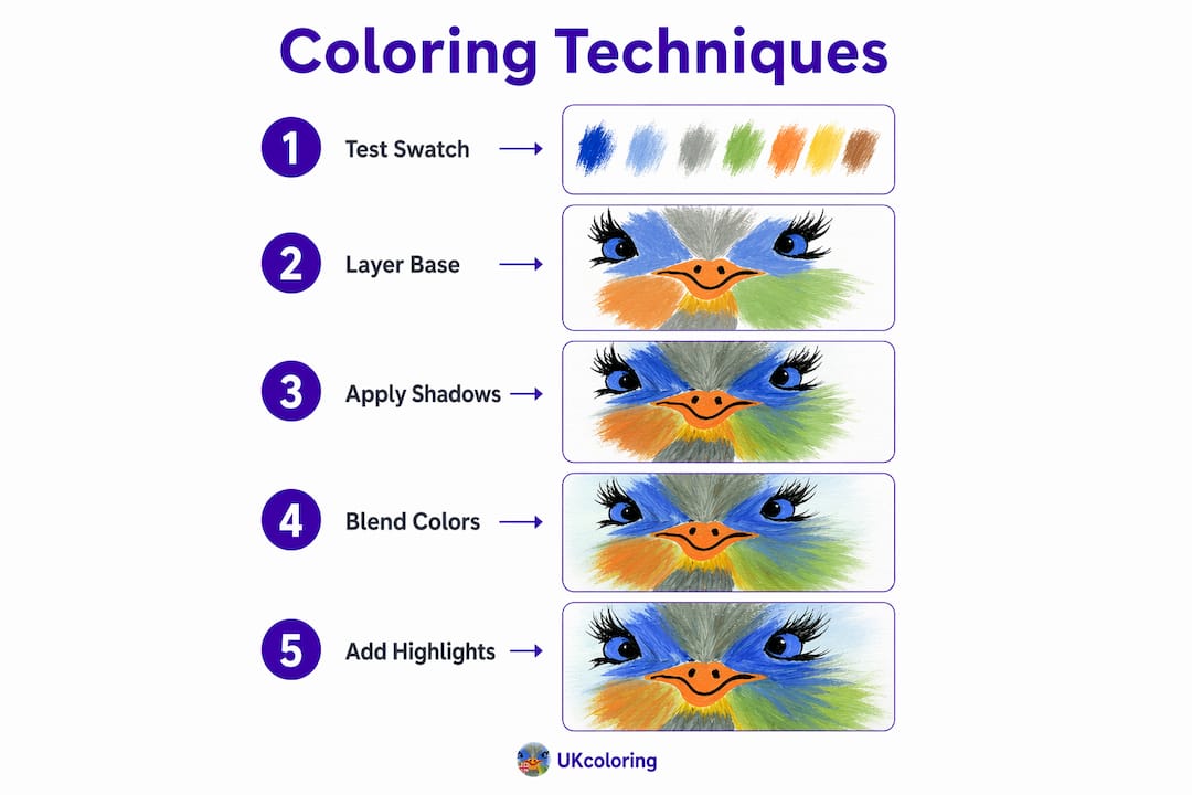 Infographic of five essential coloring techniques