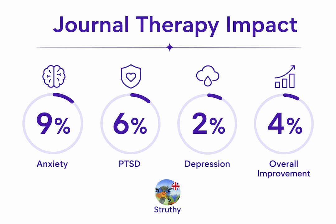 Infographic showing journal therapy improvement statistics