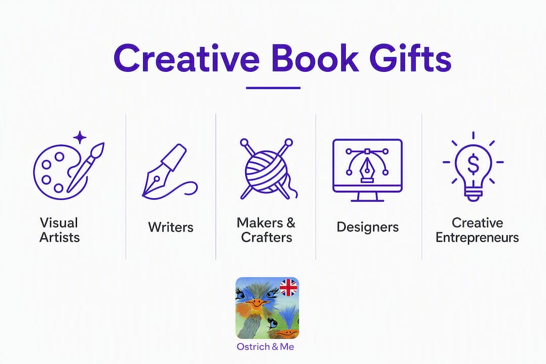 Infographic categorizing creative book gift recipients