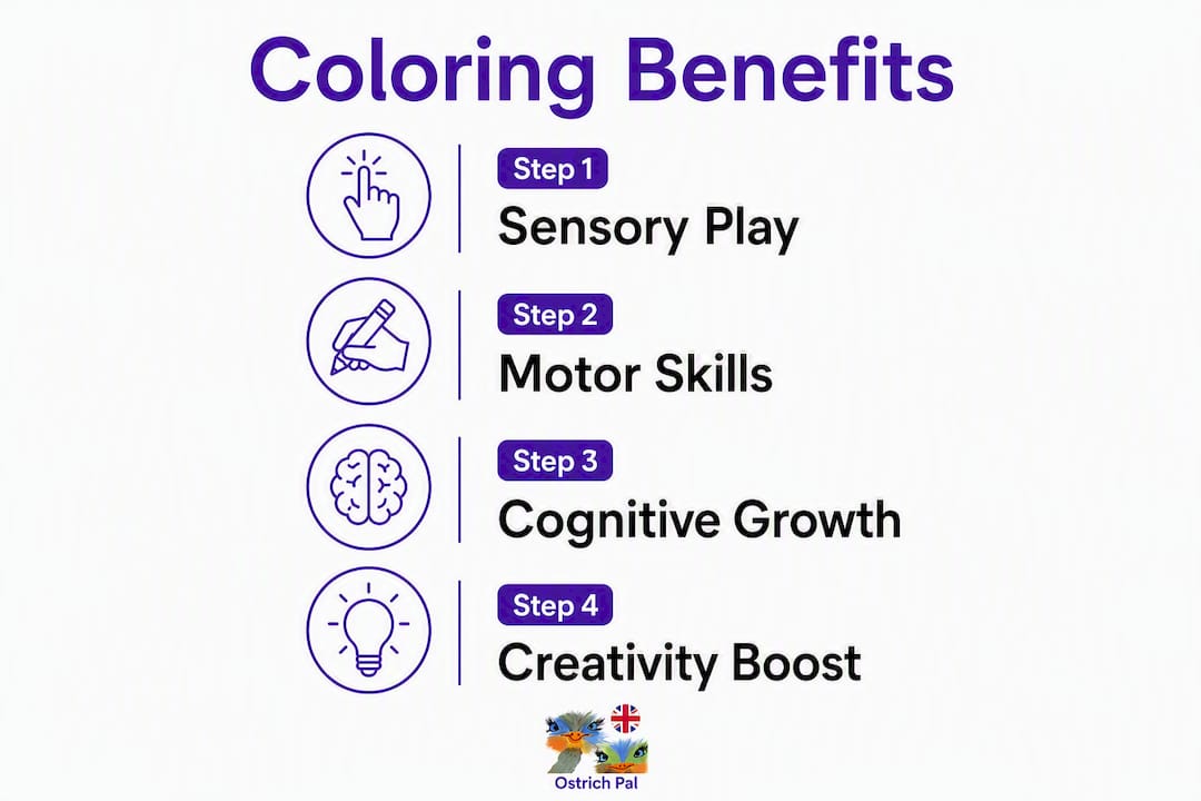 Infographic showing coloring benefits for toddlers