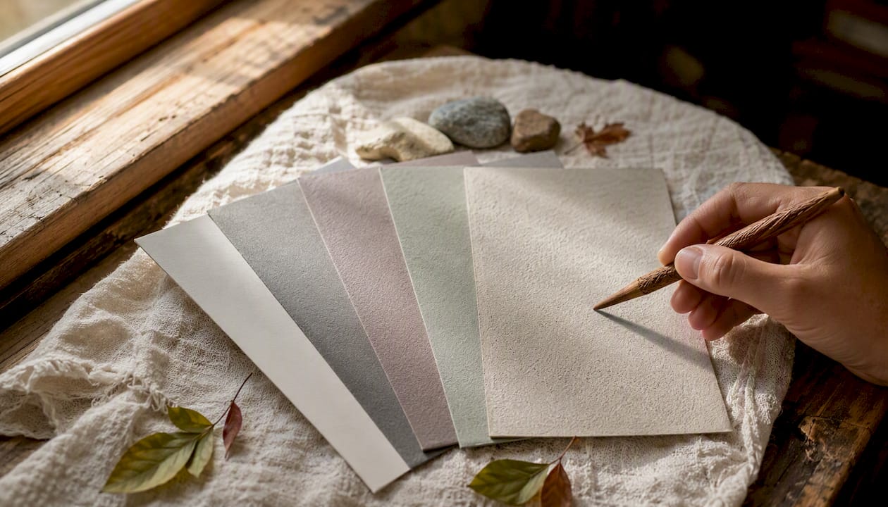 Close-up of different textured artist papers