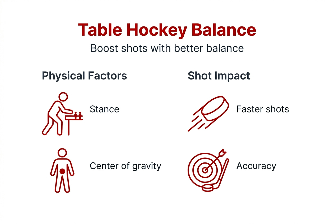 Infographic: balance factors and shot impact in table hockey