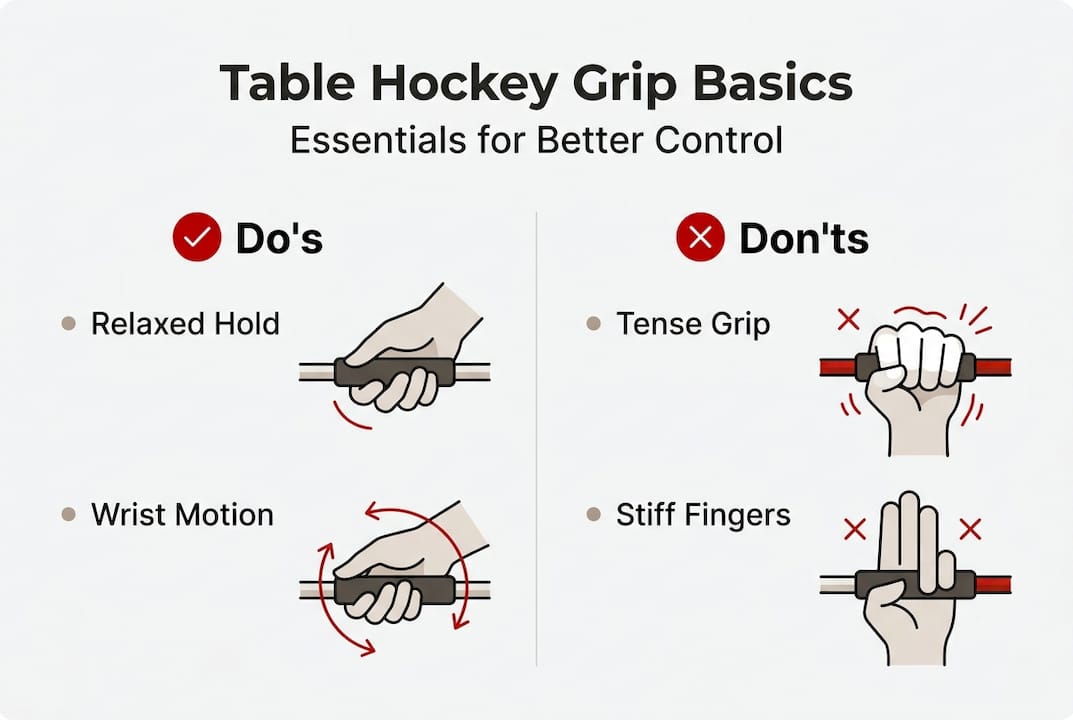 Infographic showing table hockey grip basics