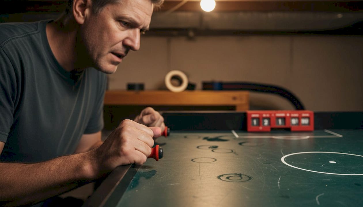 Example of incorrect tight table hockey grip